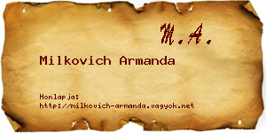 Milkovich Armanda névjegykártya